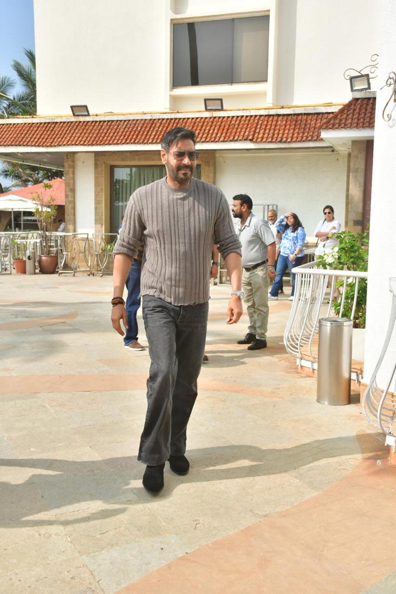 Ajay Devgn was also spotted at a city hotel to promote De De Pyaar De 2 with his co-stars